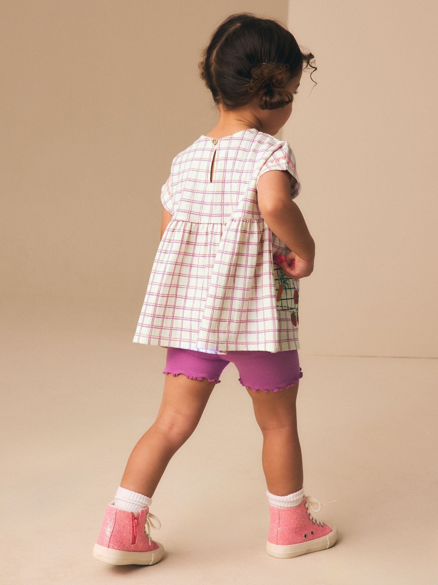 Purple Fruit Embroidery Peplum Top and Cycle Shorts Set (3mths-7yrs) image 3