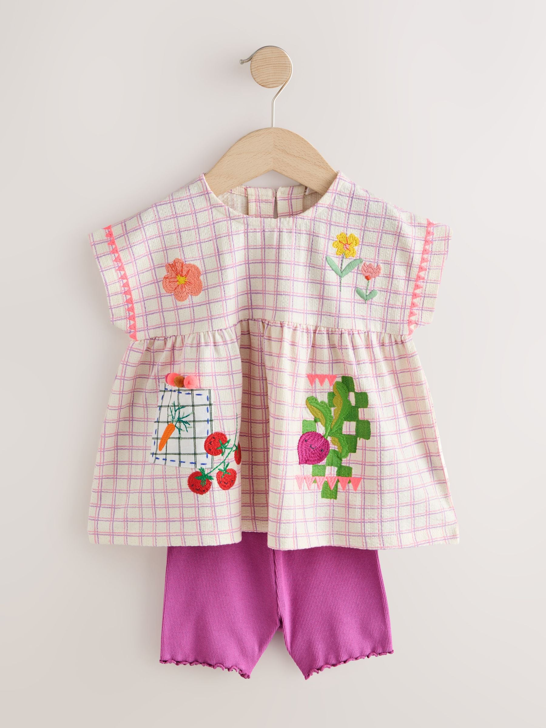 Purple Fruit Embroidery Peplum Top and Cycle Shorts Set (3mths-7yrs) image 7