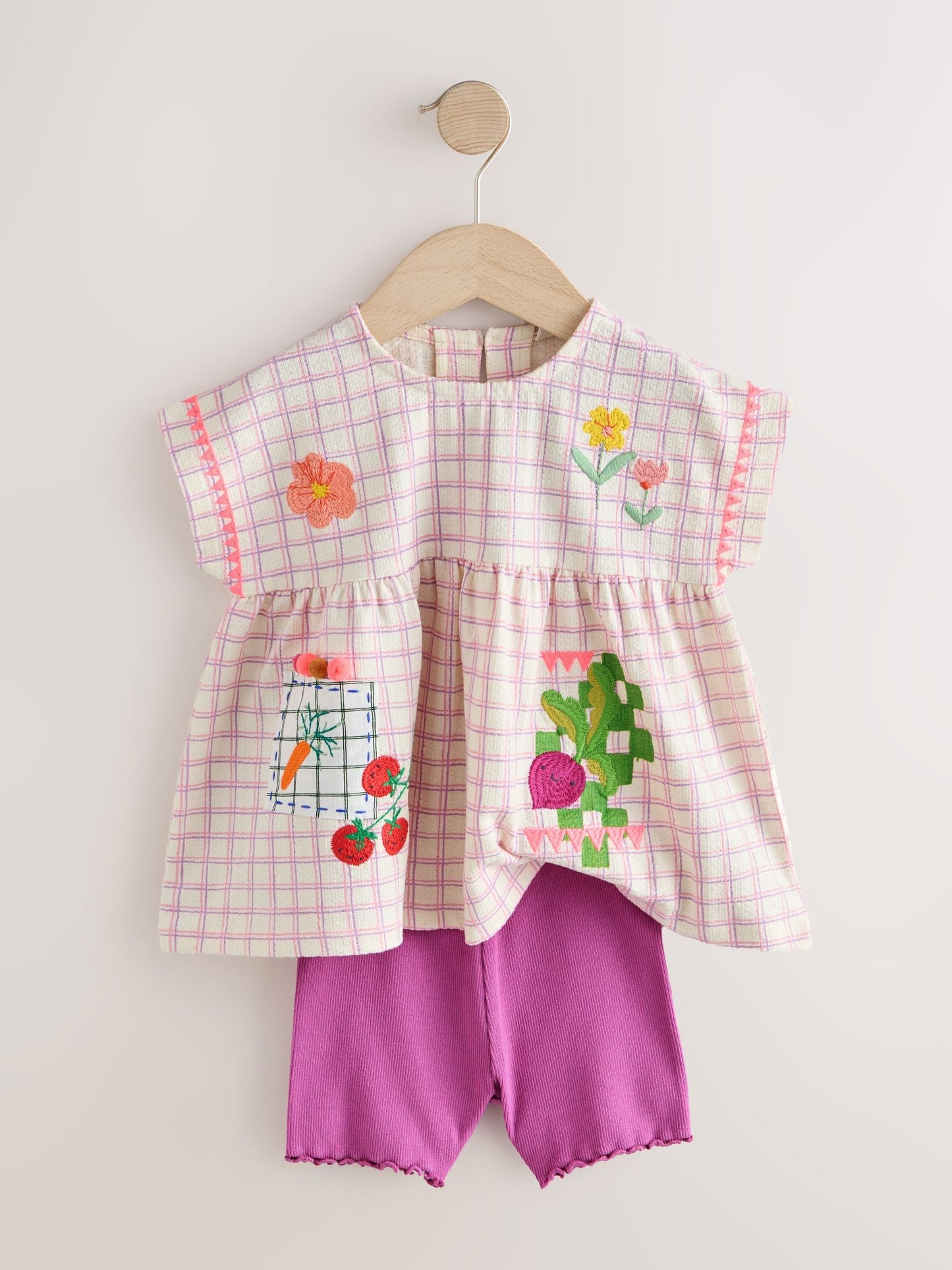 Purple Fruit Embroidery Peplum Top and Cycle Shorts Set (3mths-7yrs) image 8