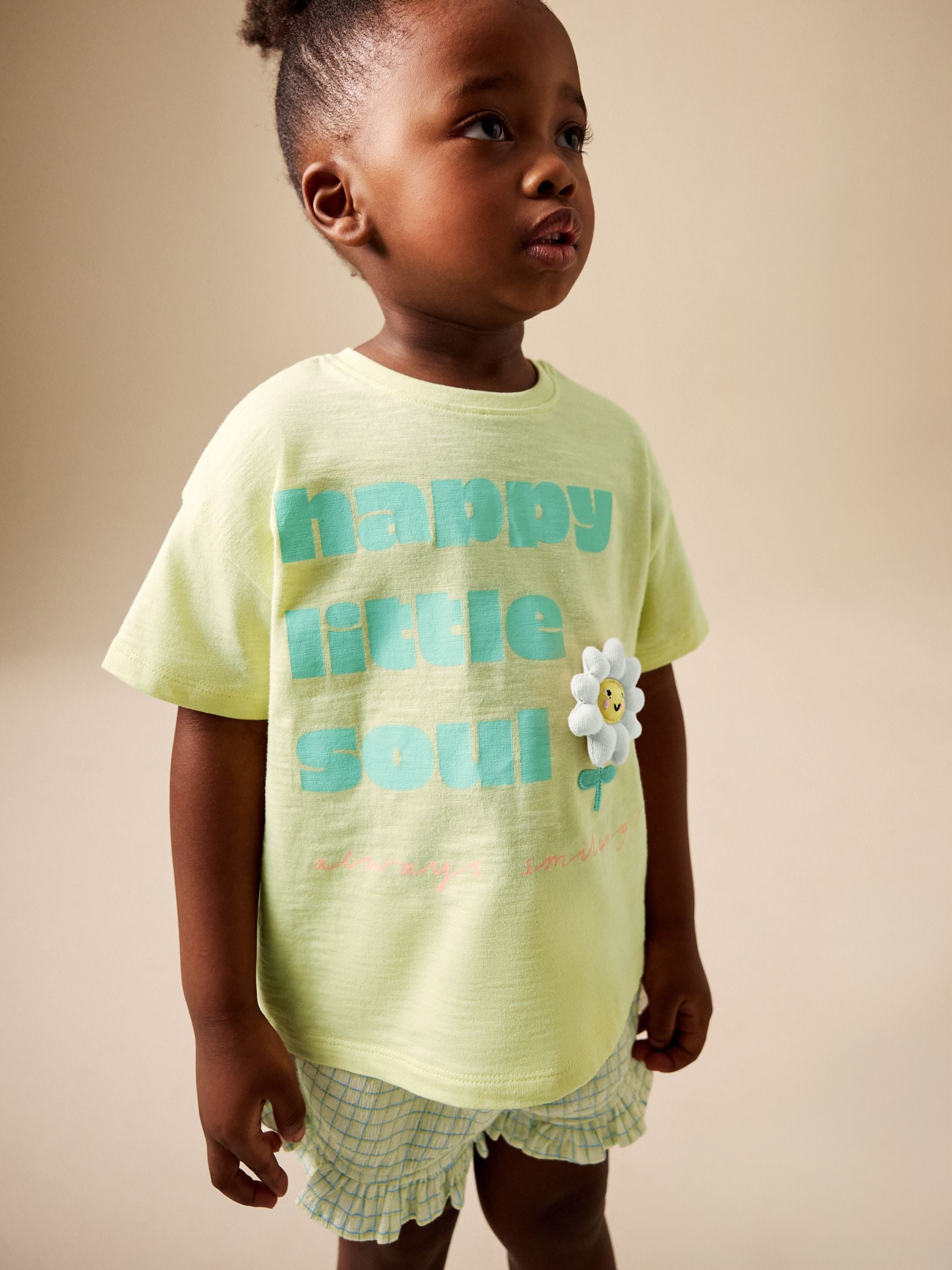 Dsiney Kidz - Lime Green Flower Short Sleeve T-Shirt and Shorts Set (3mths-7yrs) image 4