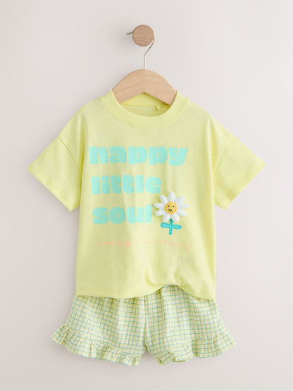 Dsiney Kidz - Lime Green Flower Short Sleeve T-Shirt and Shorts Set (3mths-7yrs) image 7