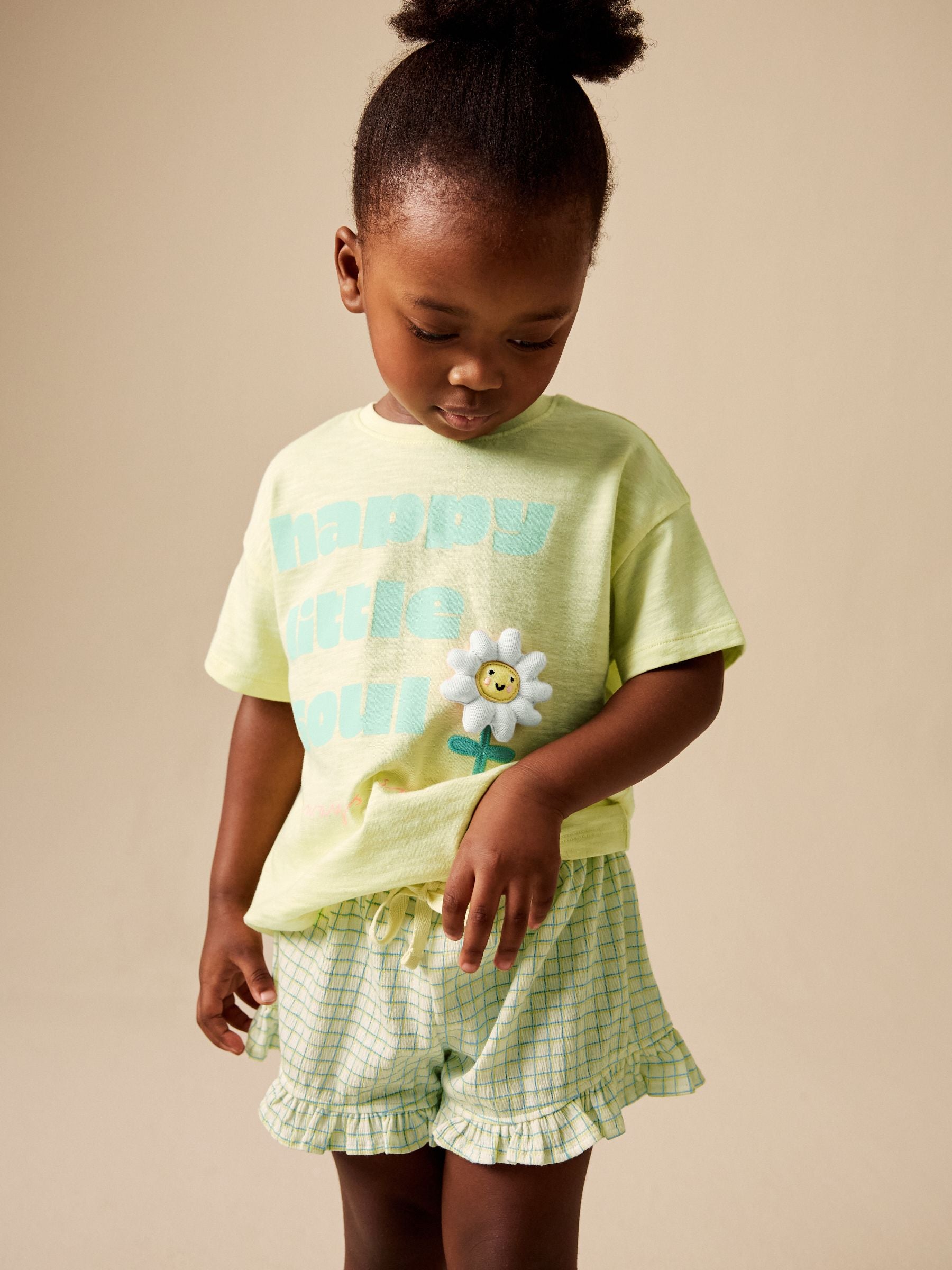 Dsiney Kidz - Lime Green Flower Short Sleeve T-Shirt and Shorts Set (3mths-7yrs) image 1
