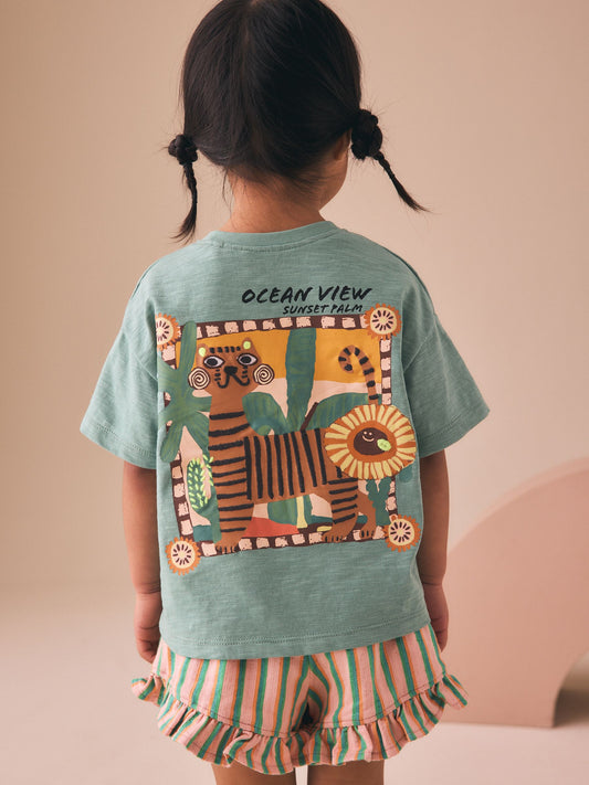Green Tiger Short Sleeve T-Shirt and Shorts Set (3mths-7yrs) image 1