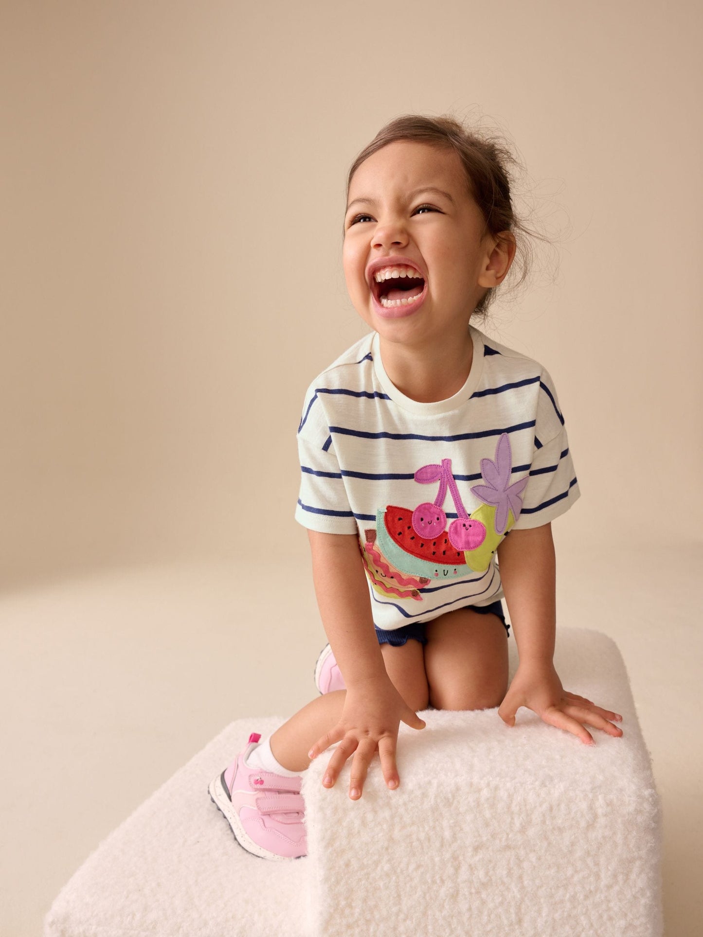 Blue/Ecru Short Sleeve T Shirt and Cycle Shorts Set (3mths-7yrs) image 3
