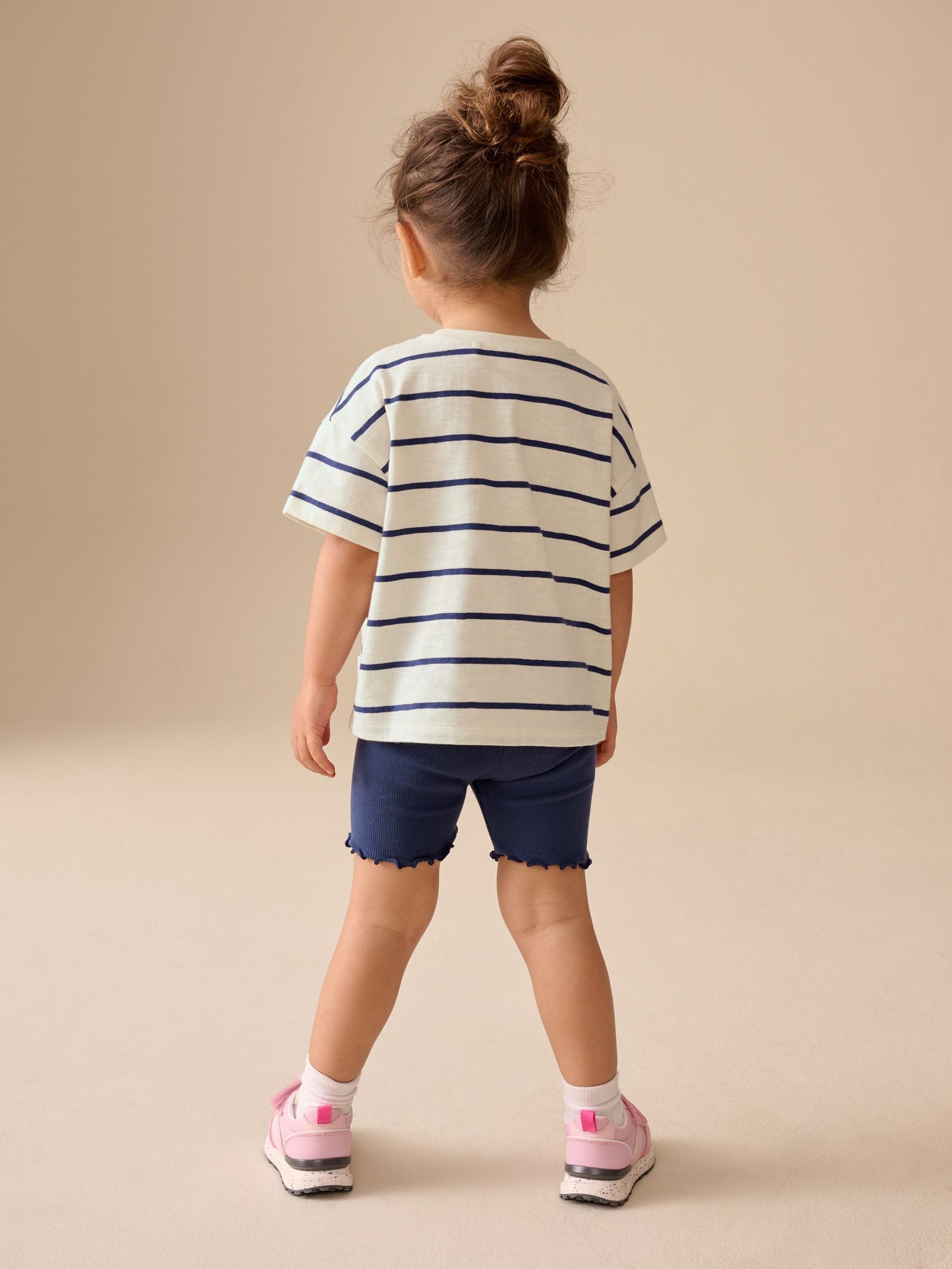 Blue/Ecru Short Sleeve T Shirt and Cycle Shorts Set (3mths-7yrs) image 4