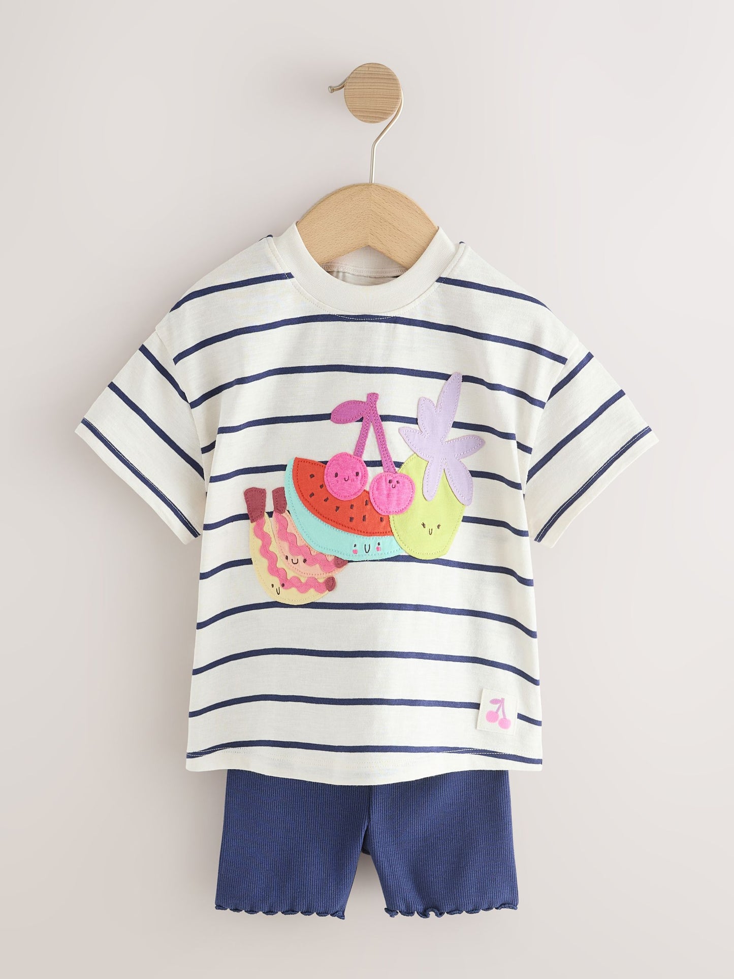 Blue/Ecru Short Sleeve T Shirt and Cycle Shorts Set (3mths-7yrs) image 6