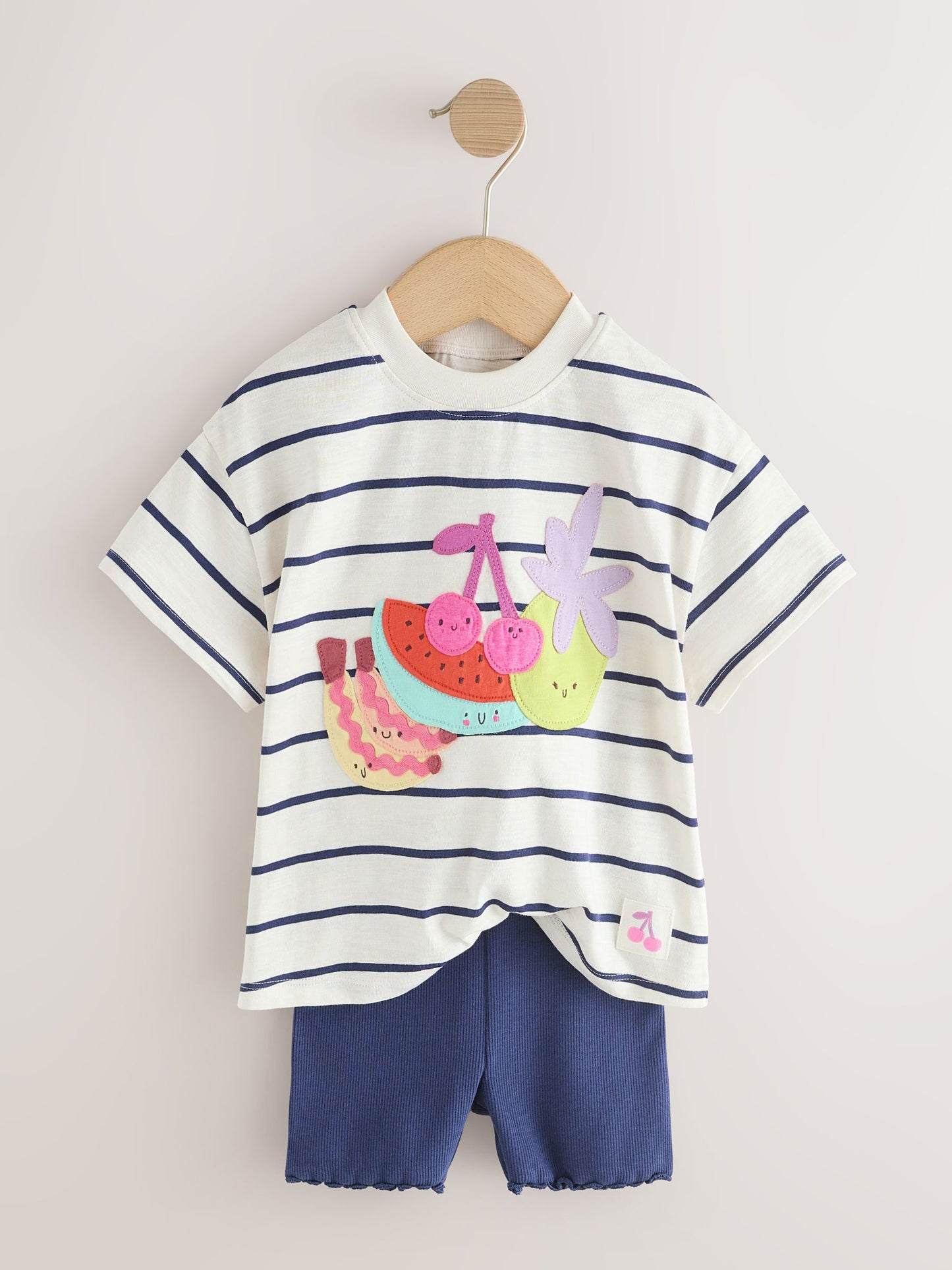 Blue/Ecru Short Sleeve T Shirt and Cycle Shorts Set (3mths-7yrs) image 7
