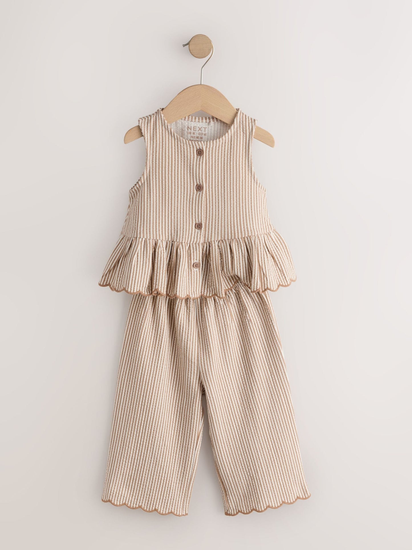 Neutral Stripe Peplum Vest and Wide Trousers Set (3mths-7yrs) image 7