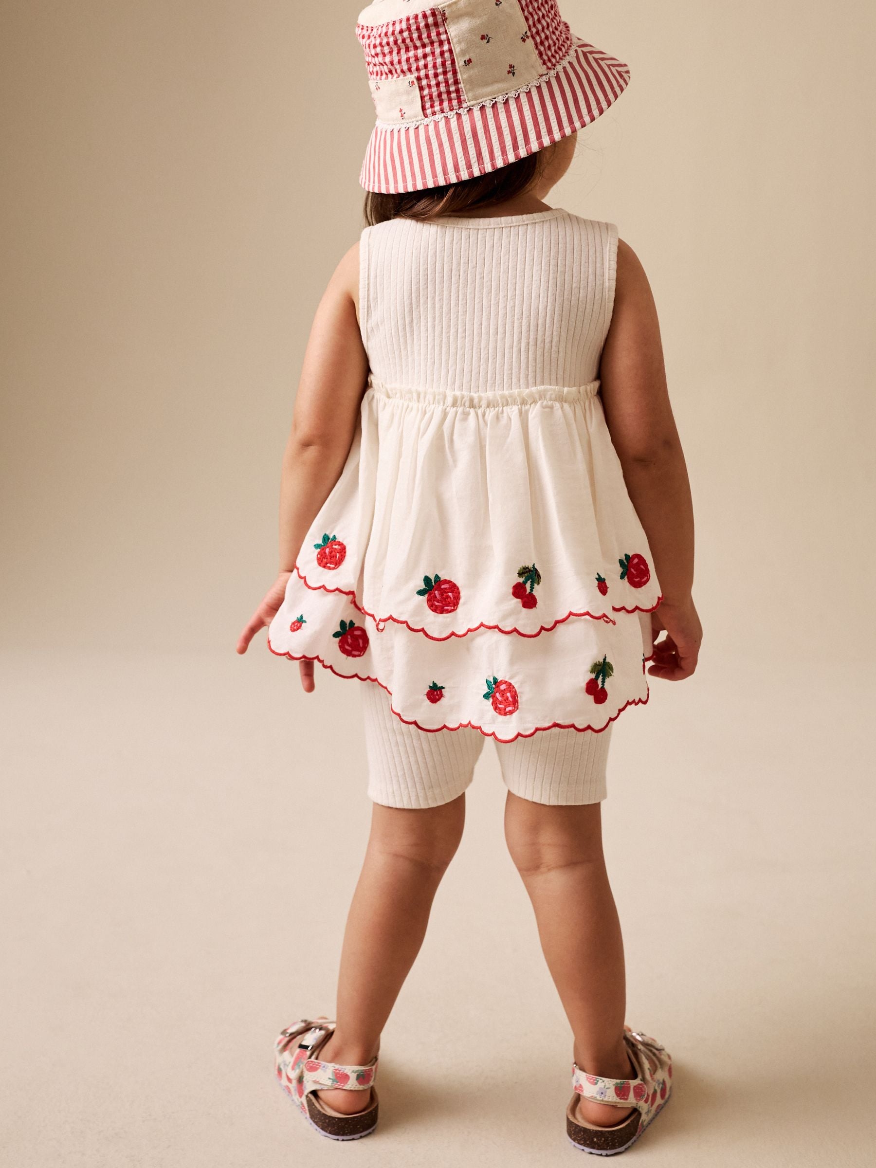 Ecru Berry Embroidery Broderie Peplum Vest and Cycle Shorts Set (3mths-7yrs) image 3