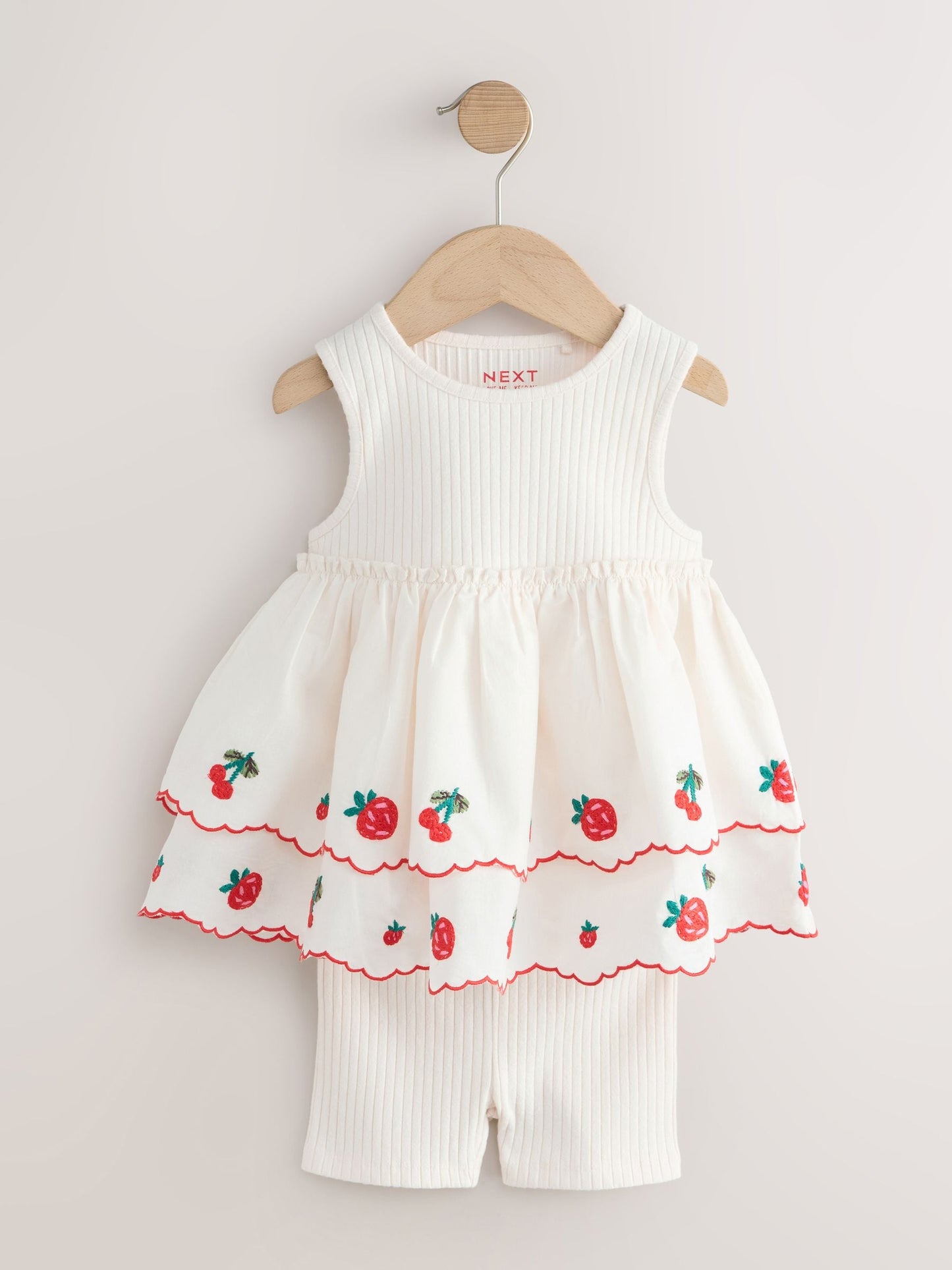 Ecru Berry Embroidery Broderie Peplum Vest and Cycle Shorts Set (3mths-7yrs) image 4
