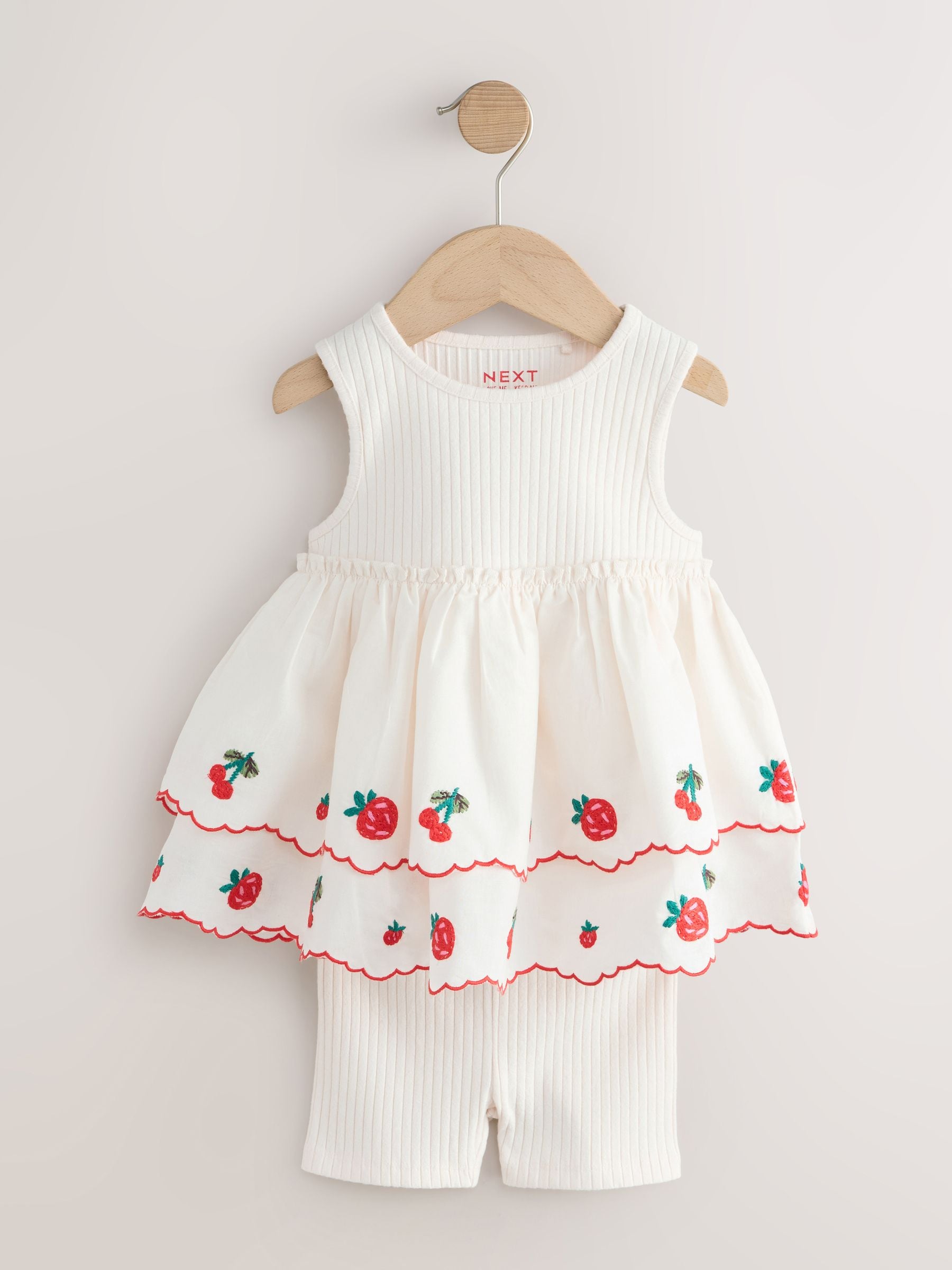 Ecru Berry Embroidery Broderie Peplum Vest and Cycle Shorts Set (3mths-7yrs) image 4