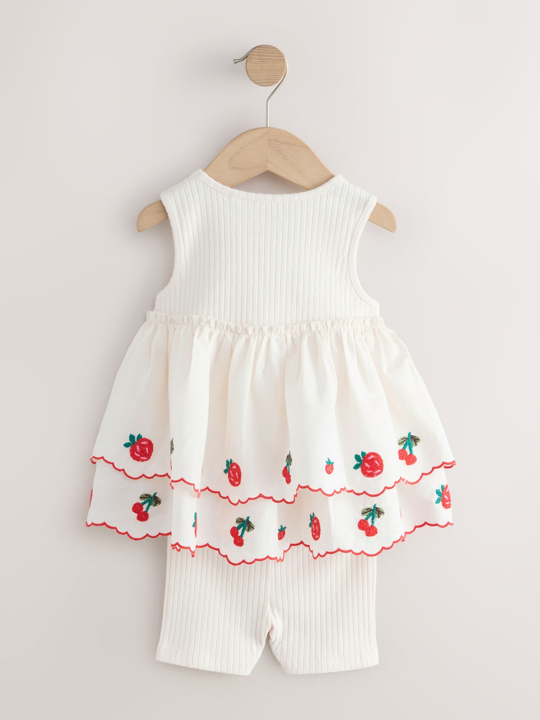 Ecru Berry Embroidery Broderie Peplum Vest and Cycle Shorts Set (3mths-7yrs) image 5