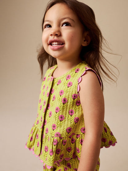 Green/Pink Flower Peplum Vest and Shorts Set (3mths-7yrs) image 5