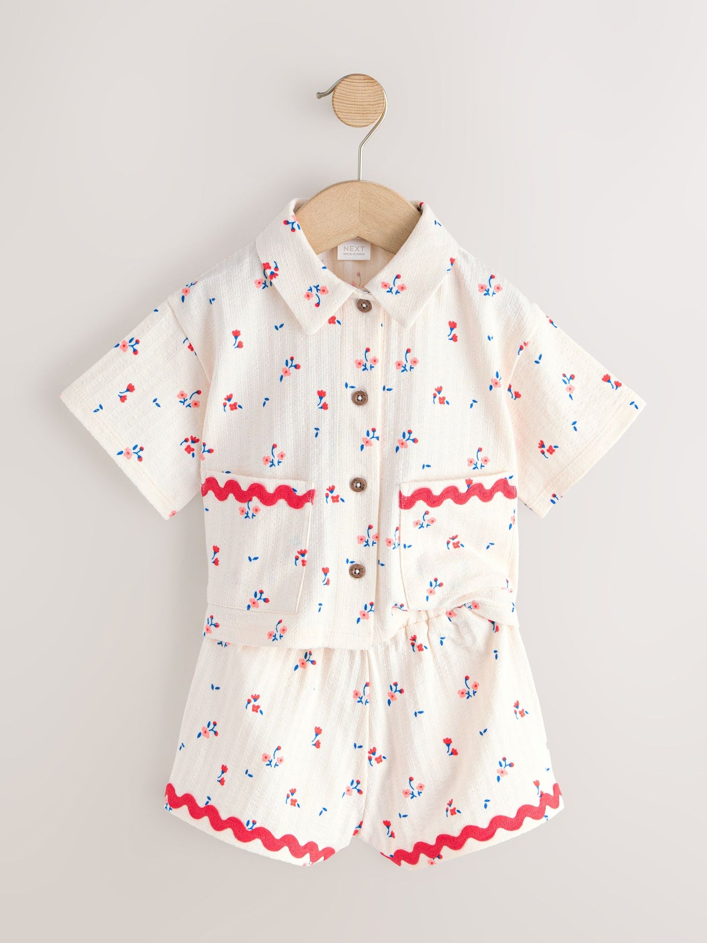 Ecru White Ditsy Flower Short Sleeve Button Shirt and Shorts Set (3mths-7yrs) image 6