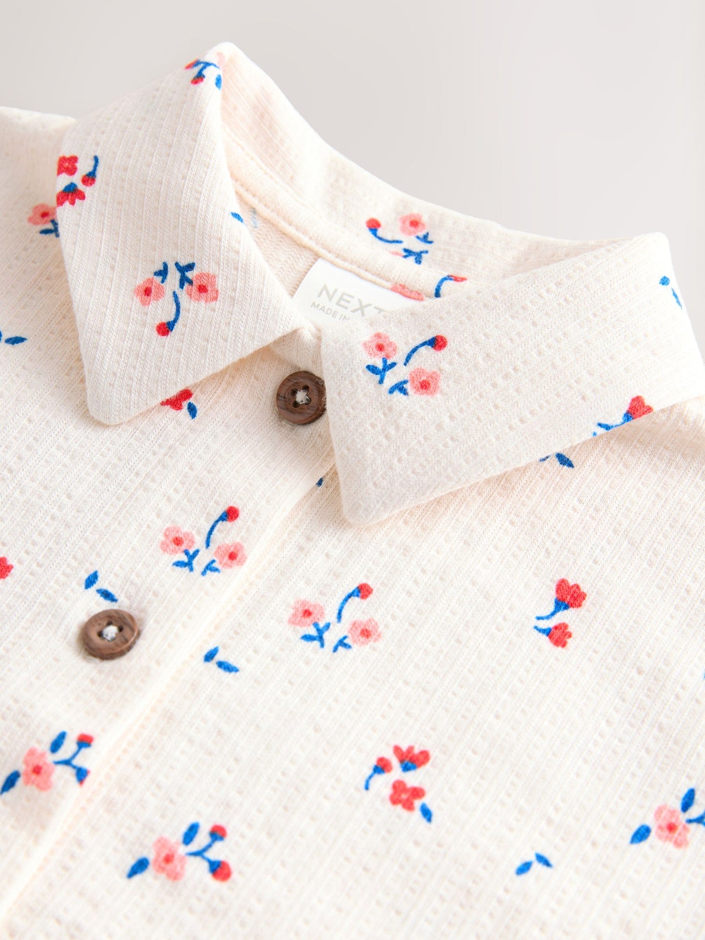 Ecru White Ditsy Flower Short Sleeve Button Shirt and Shorts Set (3mths-7yrs) image 9