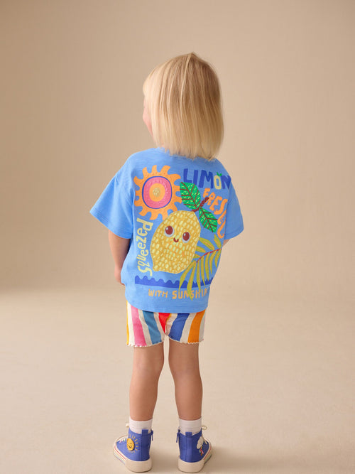 Blue Short Sleeve T-Shirt and Cycle Shorts Set (3mths-7yrs) image 1
