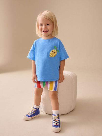 Blue Short Sleeve T-Shirt and Cycle Shorts Set (3mths-7yrs) image 2