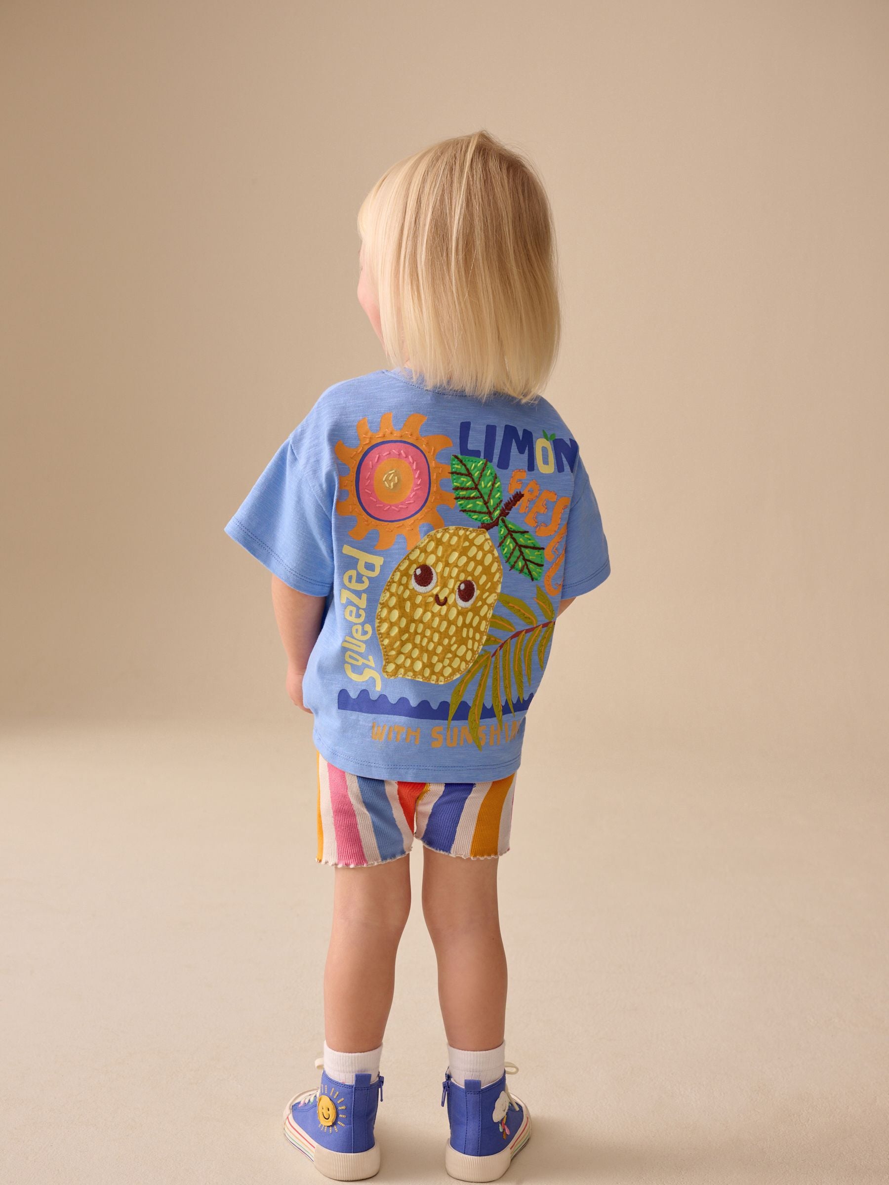 Blue Short Sleeve T-Shirt and Cycle Shorts Set (3mths-7yrs) image 3