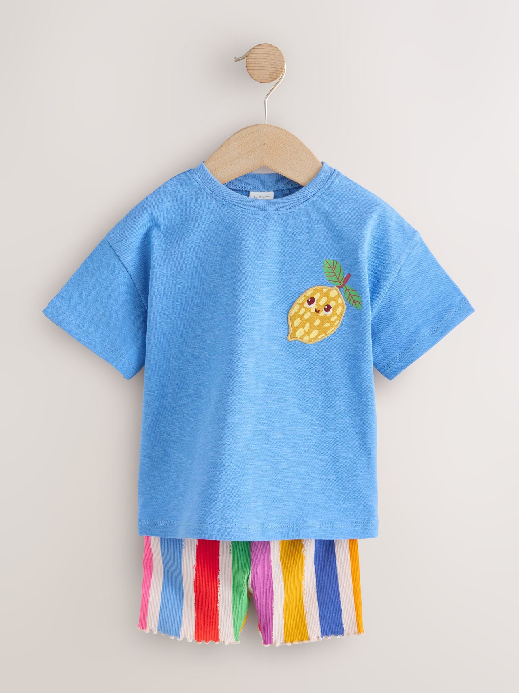 Blue Short Sleeve T-Shirt and Cycle Shorts Set (3mths-7yrs) image 5