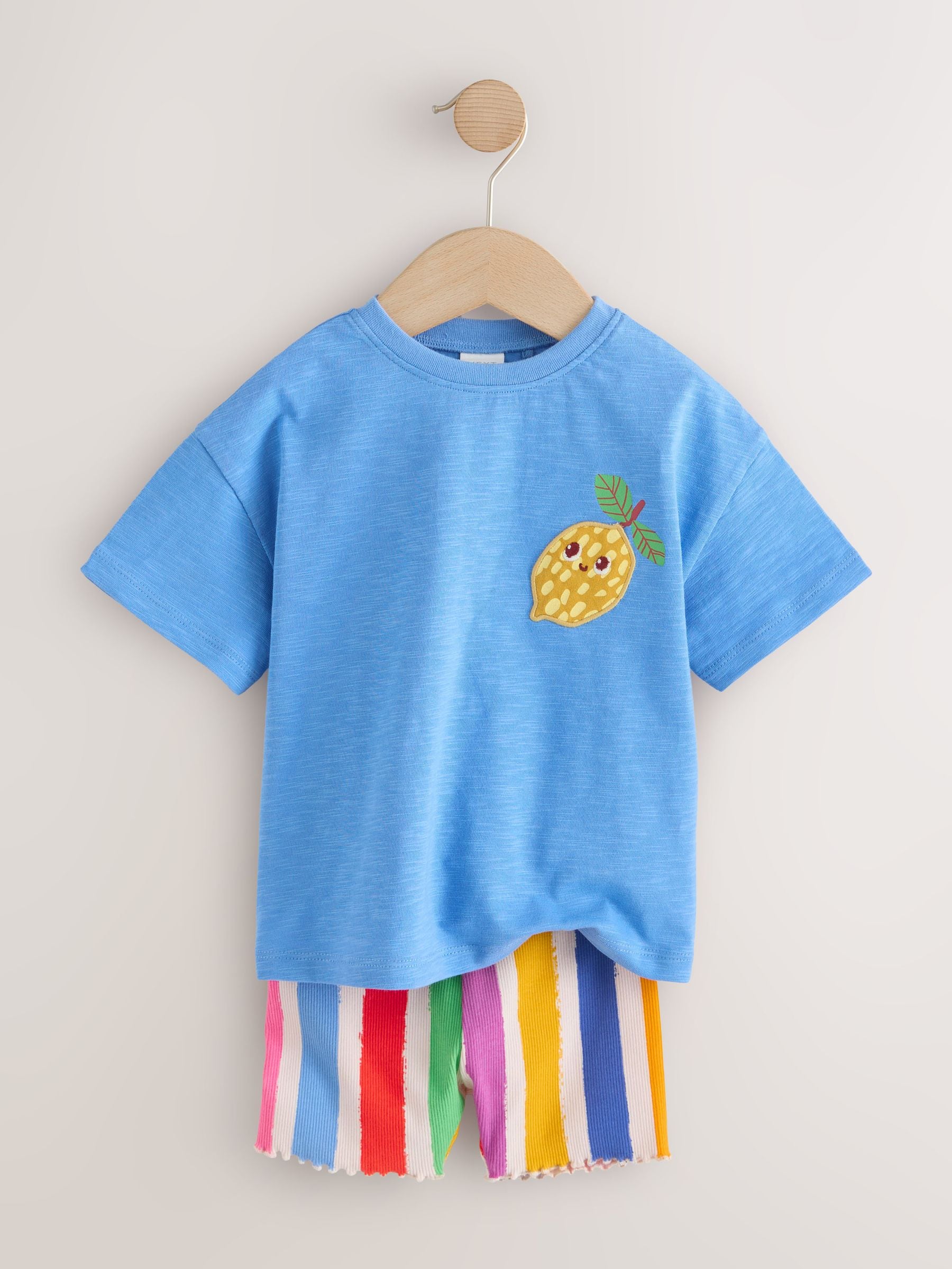 Blue Short Sleeve T-Shirt and Cycle Shorts Set (3mths-7yrs) image 6