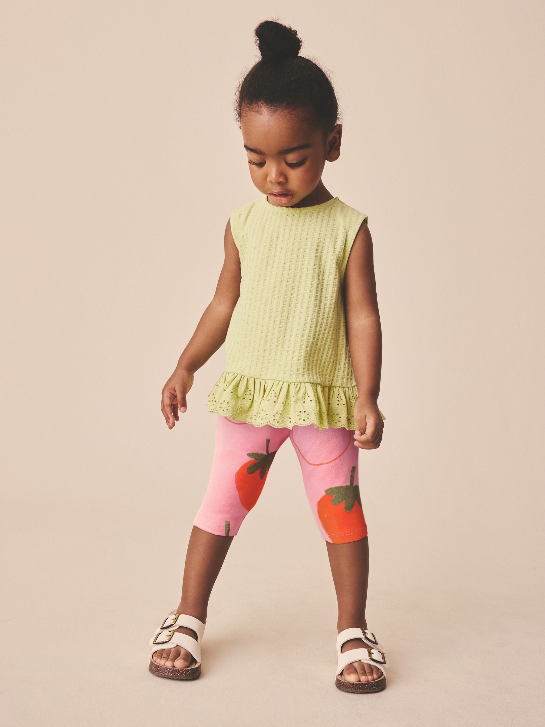 Pink Strawberry Crop Leggings (3mths-7yrs) image 2