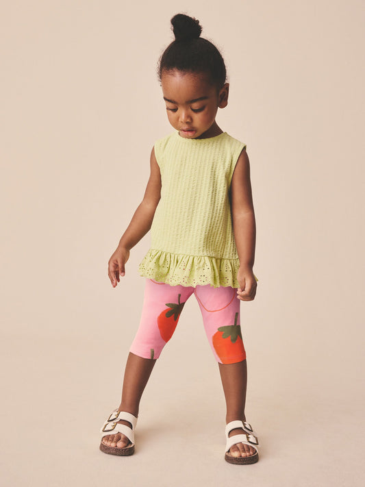 Pink Strawberry Crop Leggings (3mths-7yrs) image 2