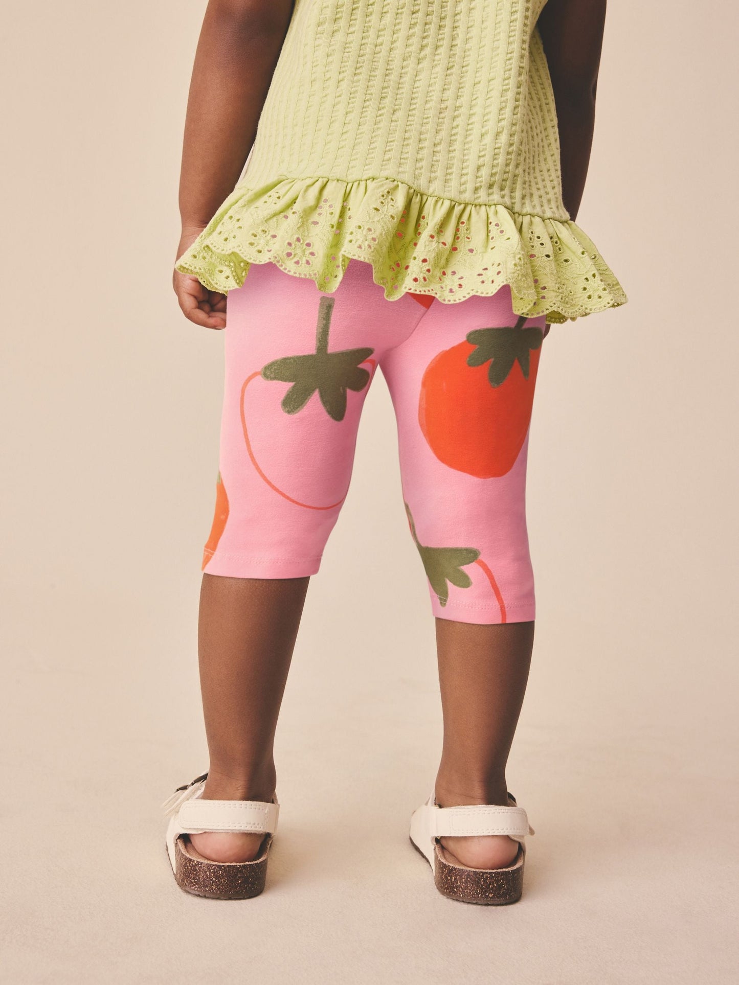 Pink Strawberry Crop Leggings (3mths-7yrs) image 3