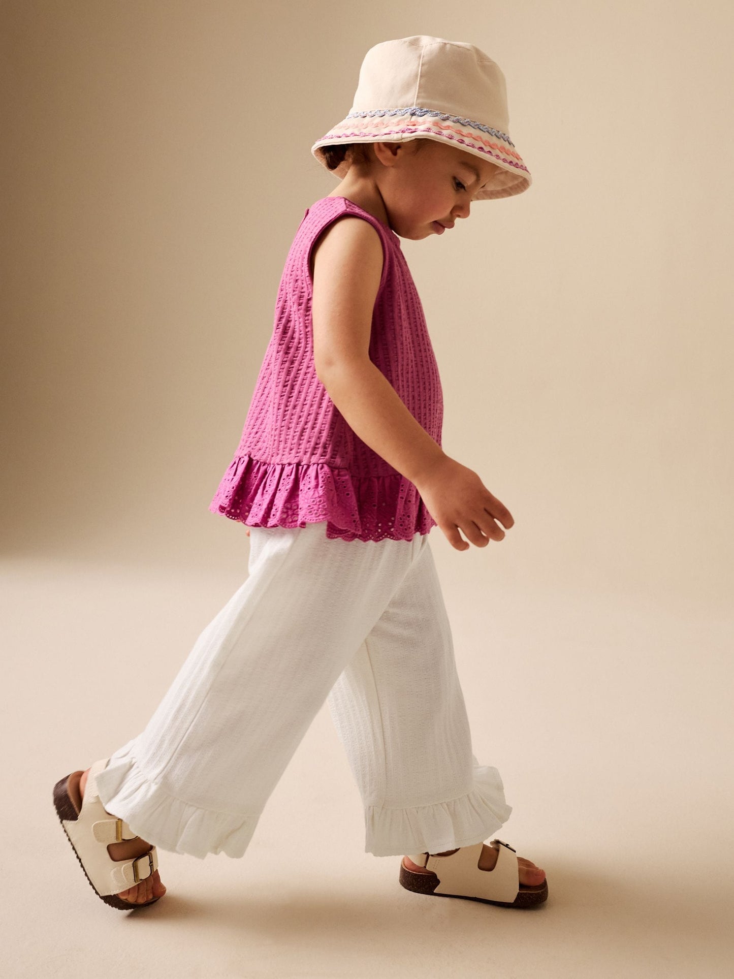 Ecru White Wide Leg Frill Trousers (3mths-7yrs) image 4