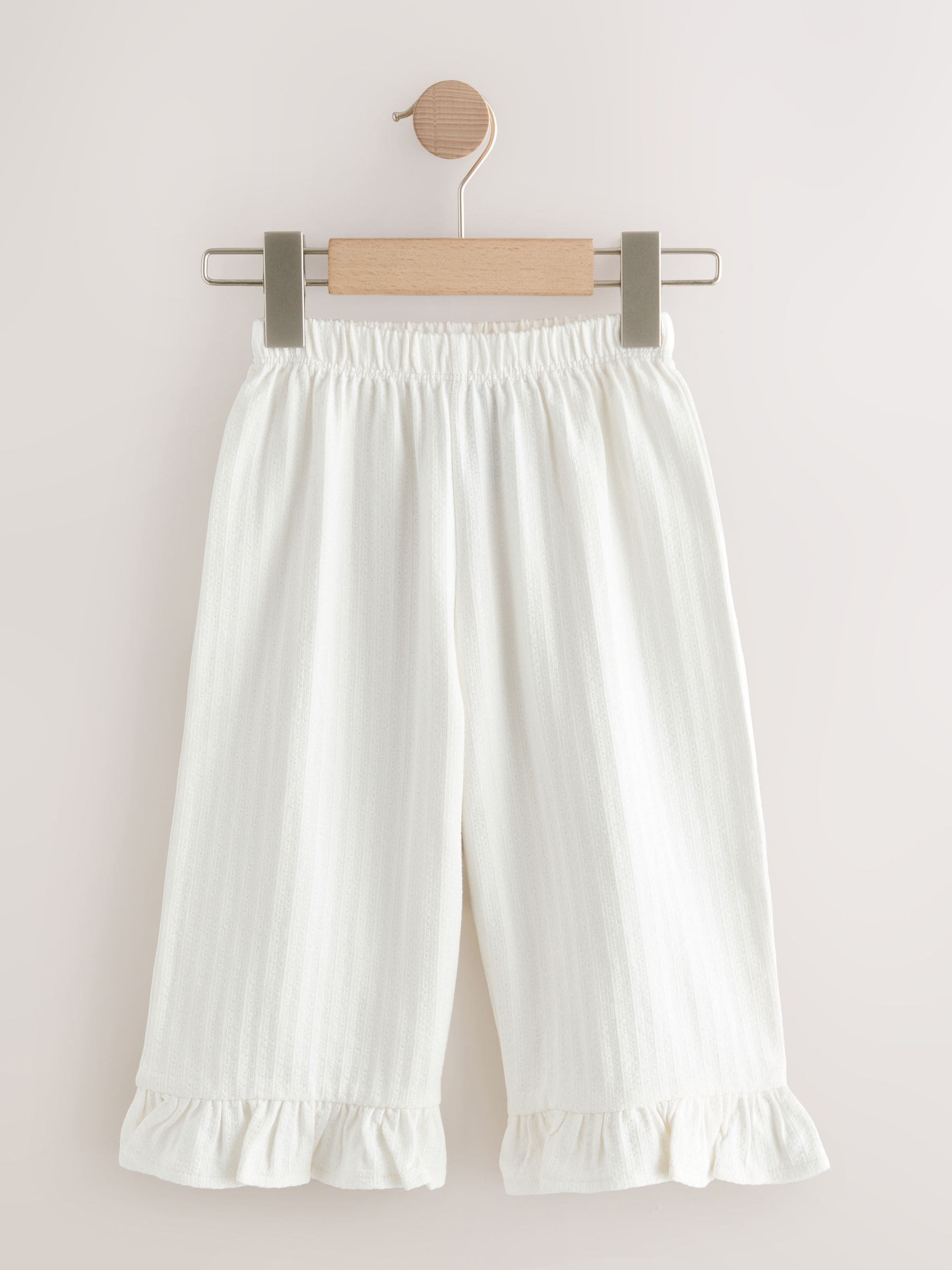 Ecru White Wide Leg Frill Trousers (3mths-7yrs) image 5