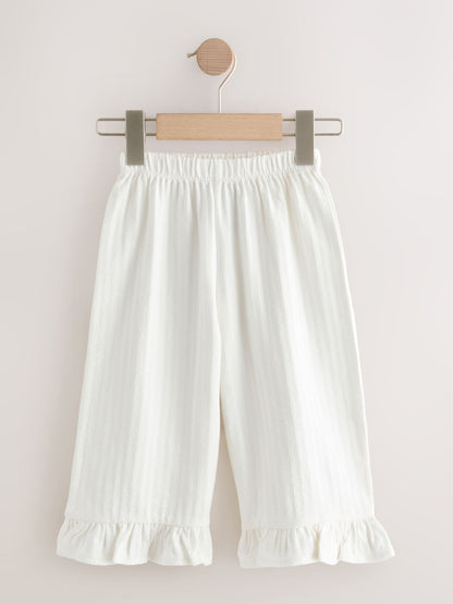 Ecru White Wide Leg Frill Trousers (3mths-7yrs) image 5