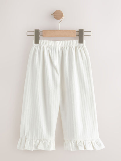 Ecru White Wide Leg Frill Trousers (3mths-7yrs) image 6