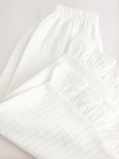 Ecru White Wide Leg Frill Trousers (3mths-7yrs) image 8