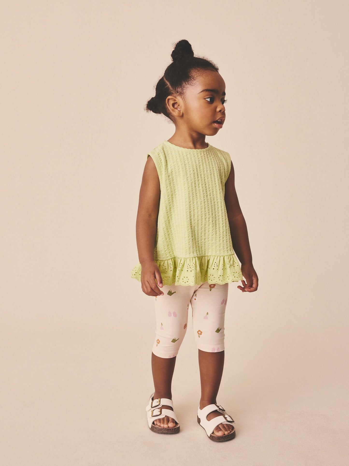 Pale Pink Butterfly Crop Leggings (3mths-7yrs) image 2