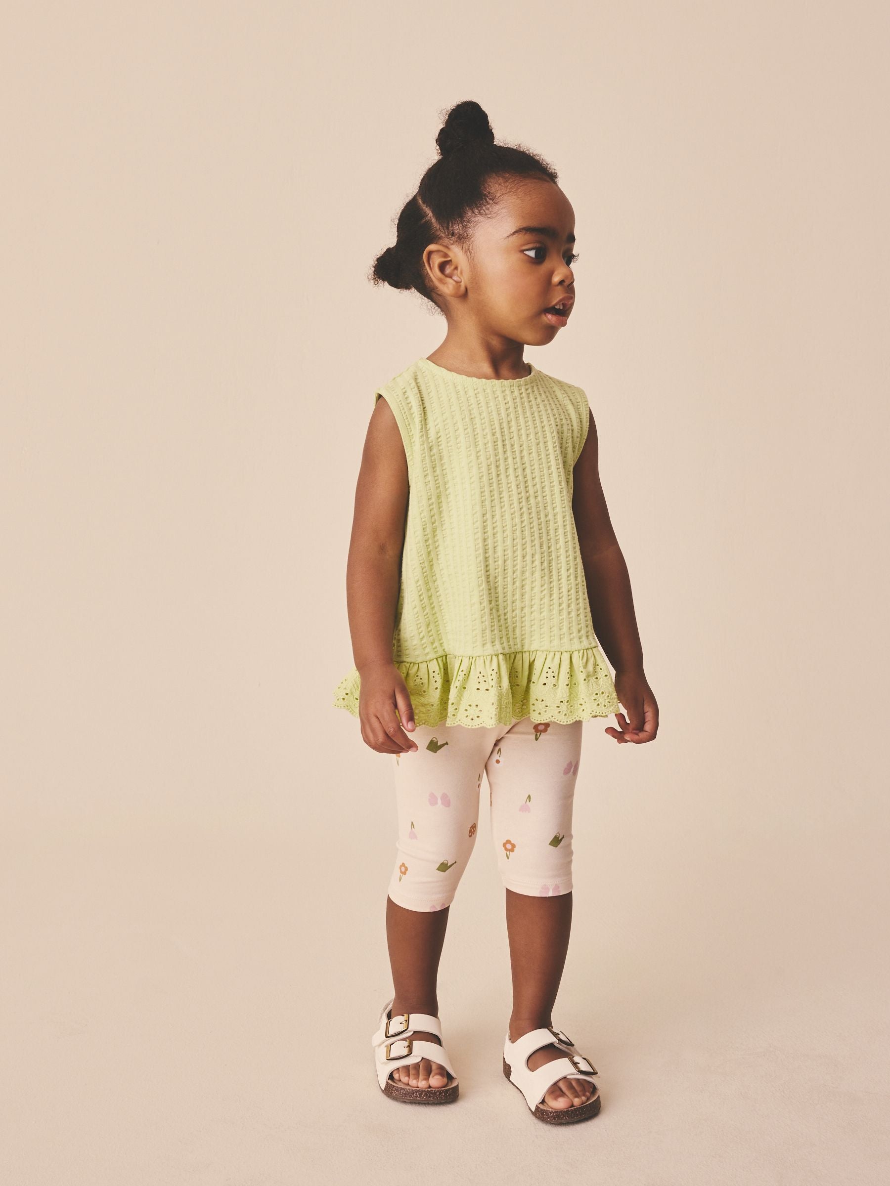 Pale Pink Butterfly Crop Leggings (3mths-7yrs) image 2