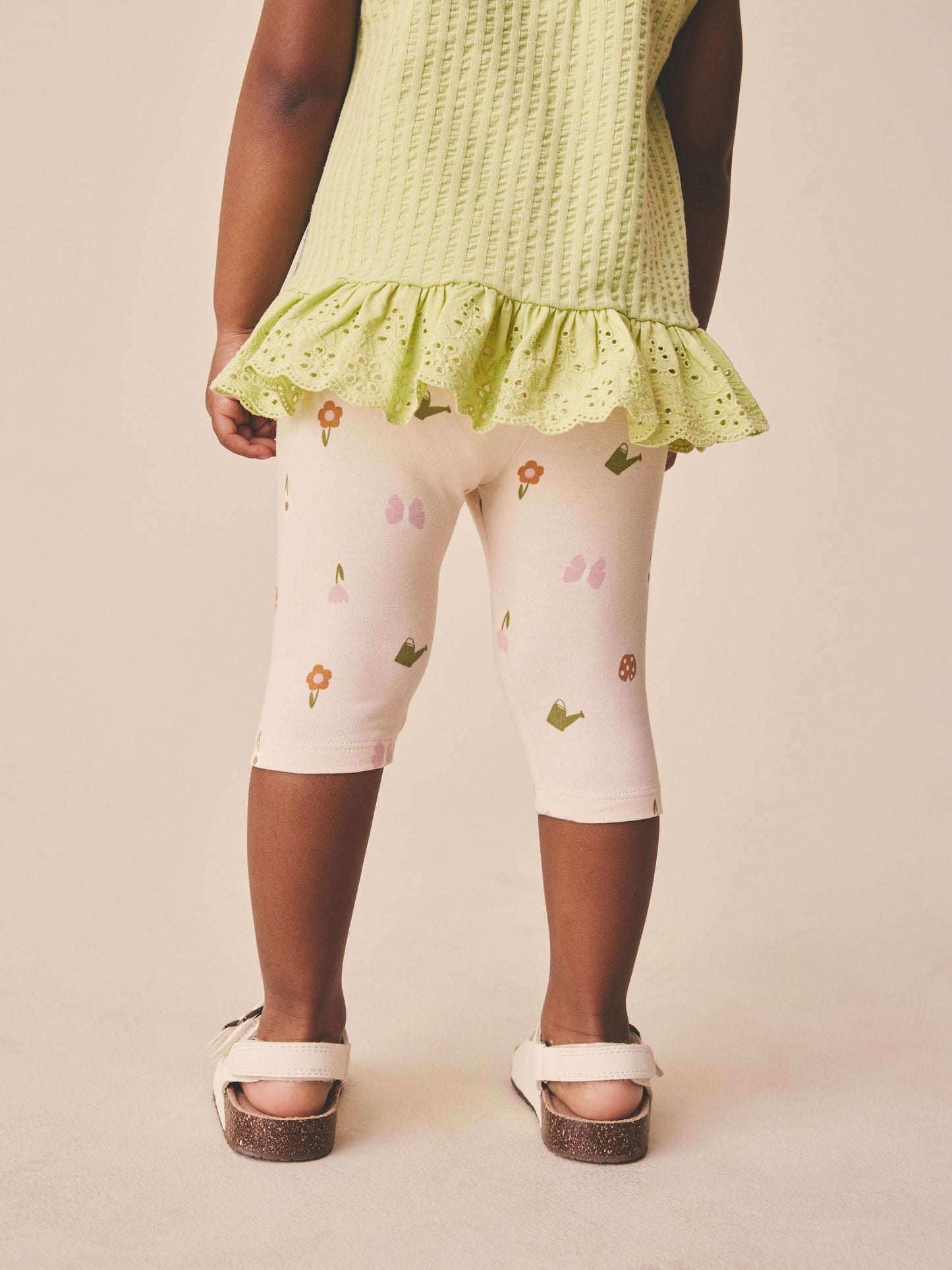 Pale Pink Butterfly Crop Leggings (3mths-7yrs) image 3