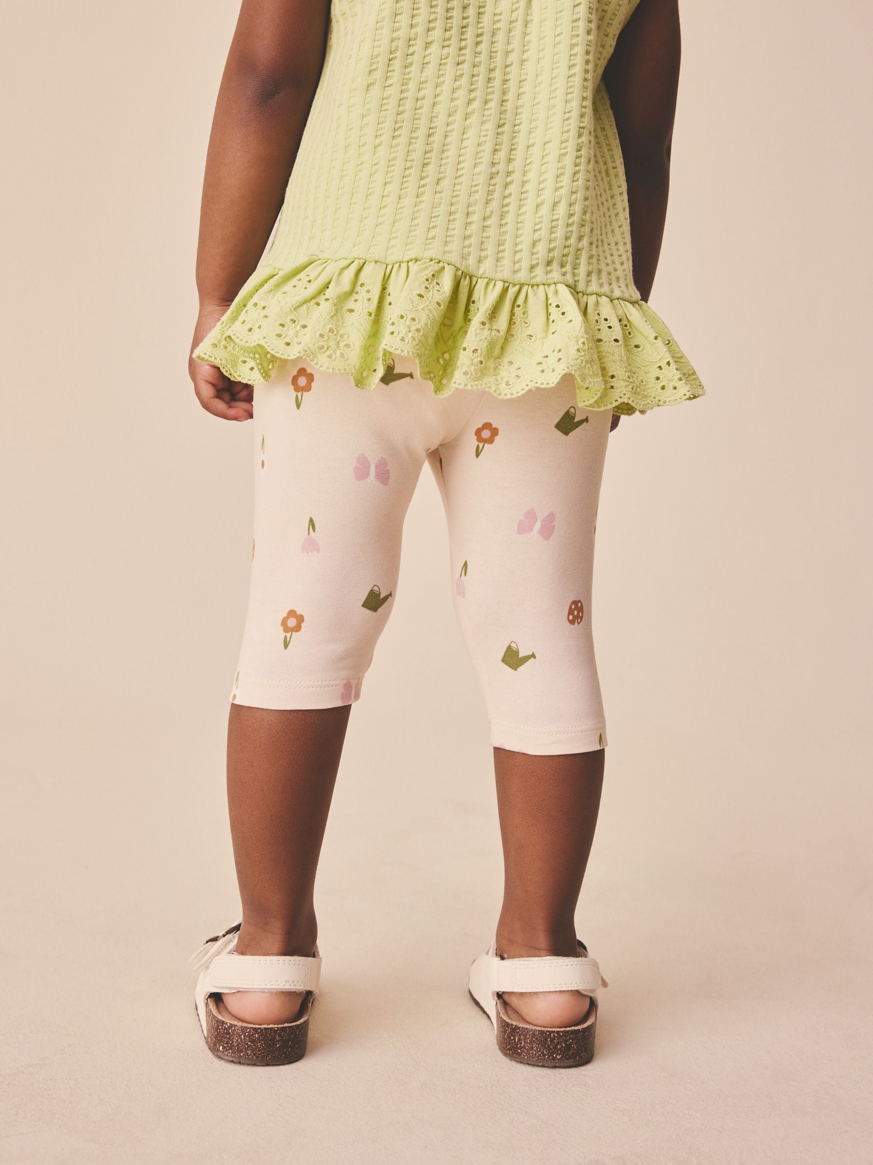 Pale Pink Butterfly Crop Leggings (3mths-7yrs) image 3