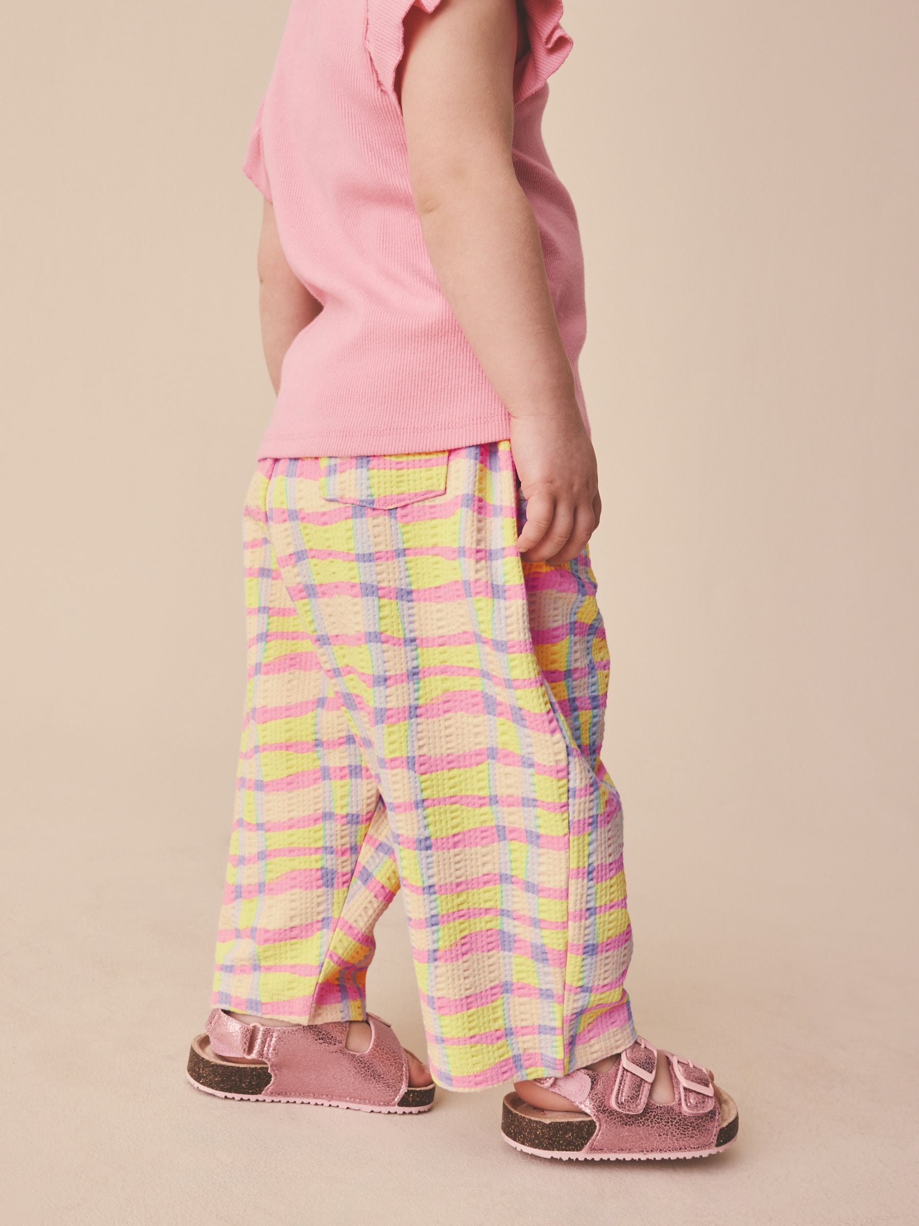 Pink/Yellow Check Barrel Leg Trousers (3mths-7yrs) image 4