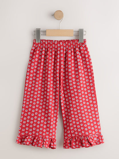 Red Flower Wide Leg Frill Trousers (3mths-7yrs) image 3