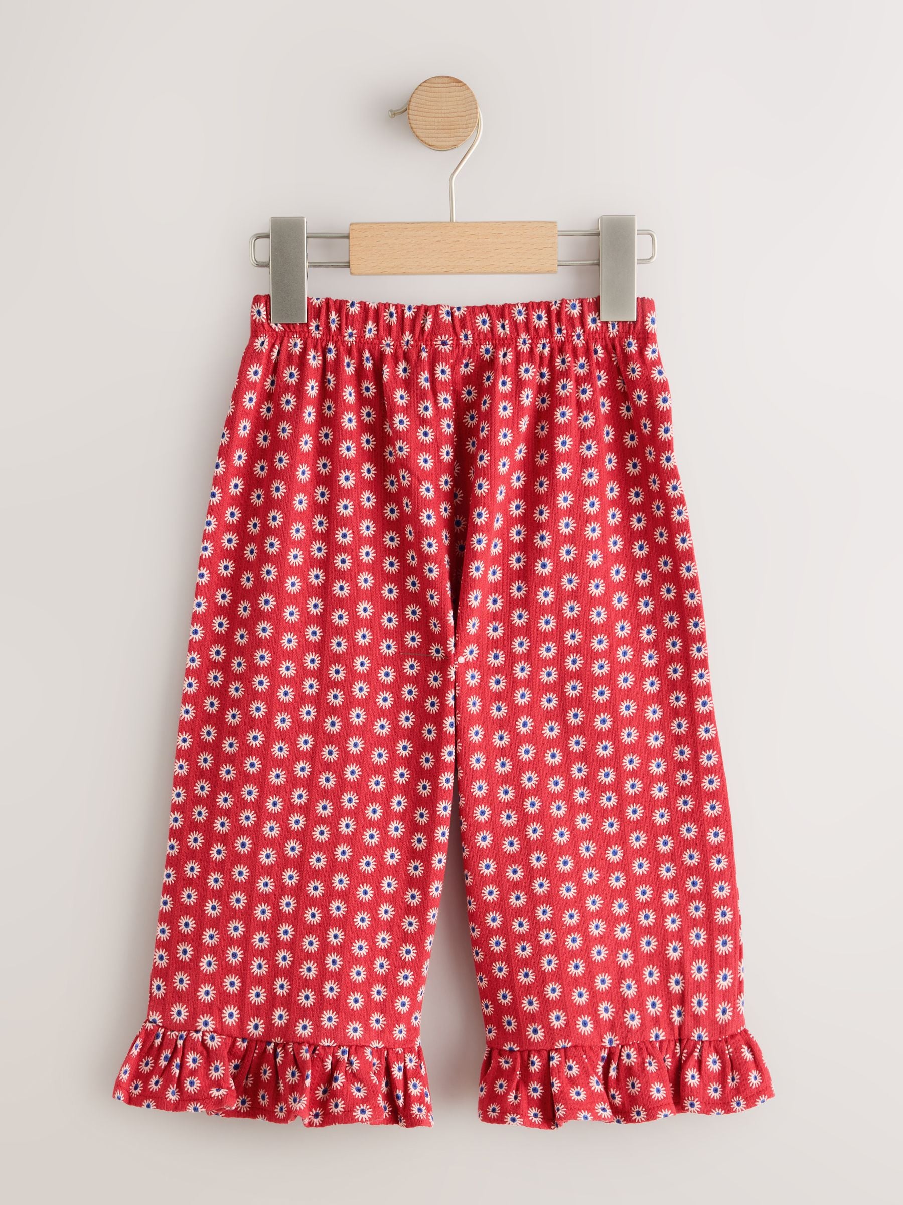 Red Flower Wide Leg Frill Trousers (3mths-7yrs) image 4