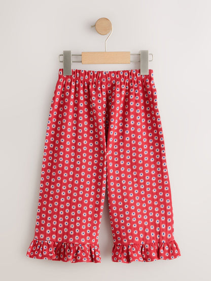 Red Flower Wide Leg Frill Trousers (3mths-7yrs) image 4