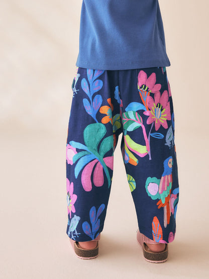 Navy Bird Barrel Leg Trousers (3mths-7yrs) image 3