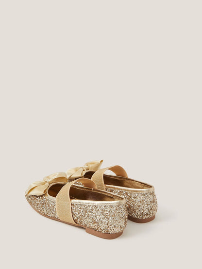 Monsoon Gold Glitter Bow Ballet Flats image 2