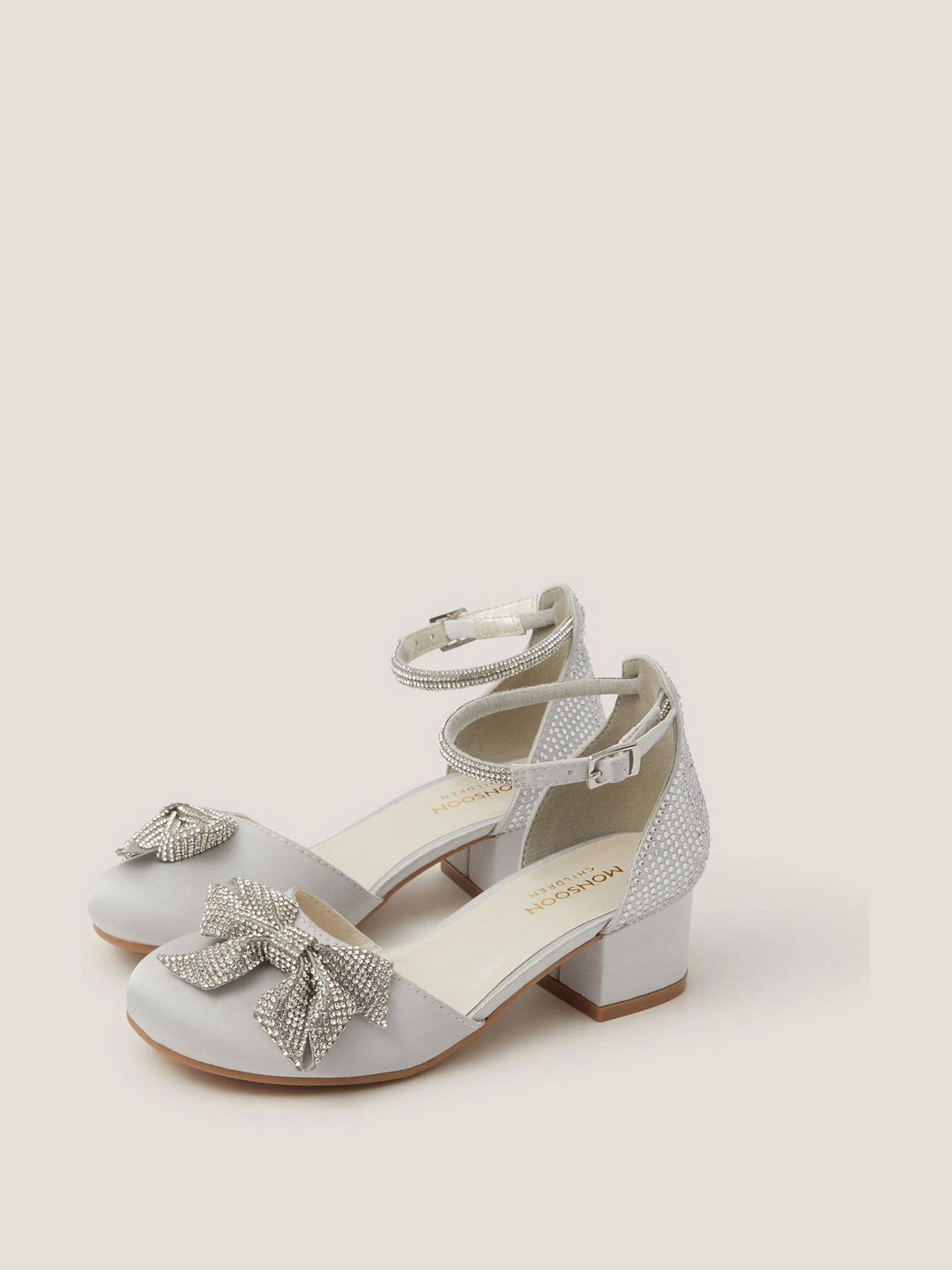 Monsoon Silver Sparkle Bow Two-Part Heels image 2