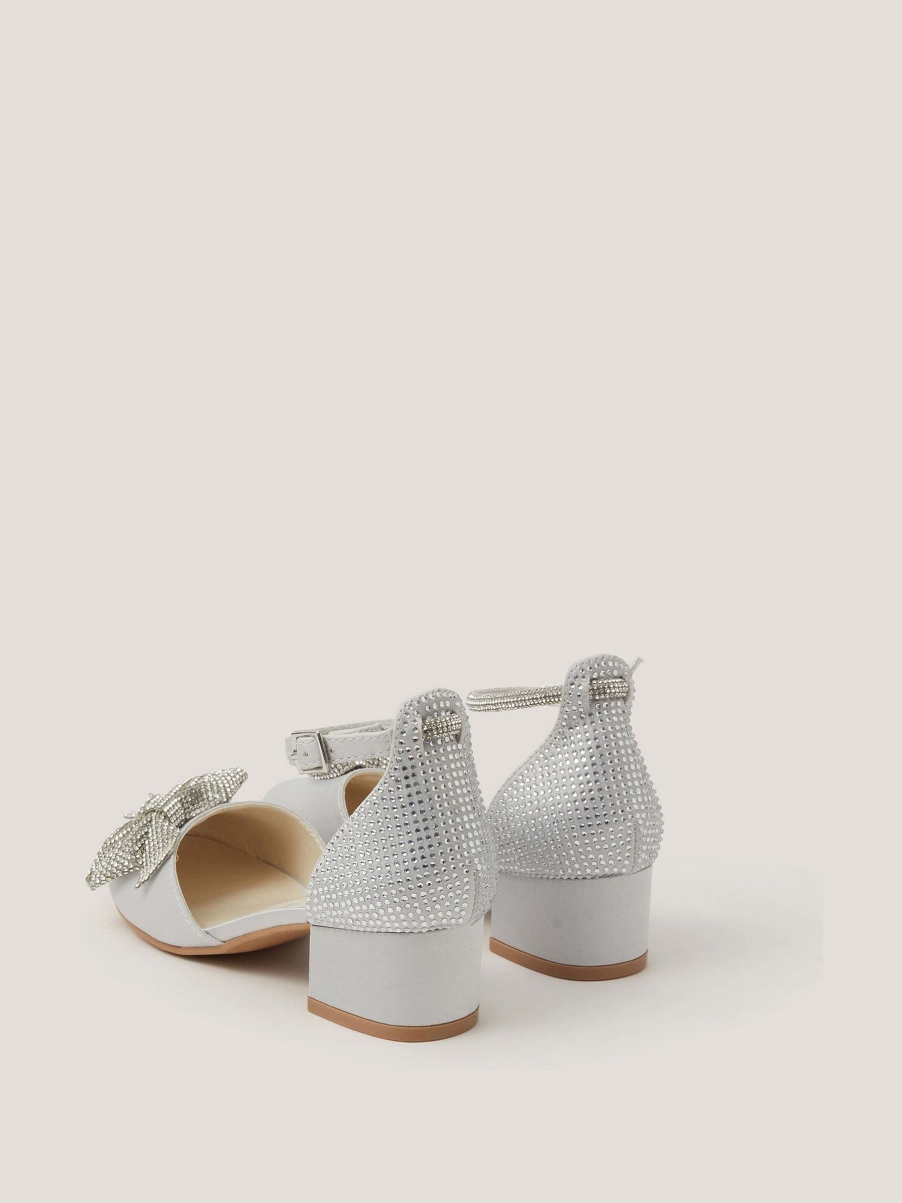 Monsoon Silver Sparkle Bow Two-Part Heels image 3