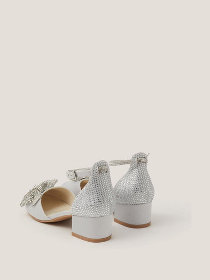 Monsoon Silver Sparkle Bow Two-Part Heels image 3