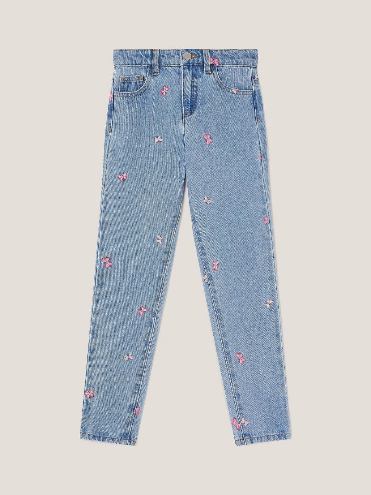 Dsiney Kidz - Monsoon Blue Butterfly Embroidered Straight Leg Jeans image 2