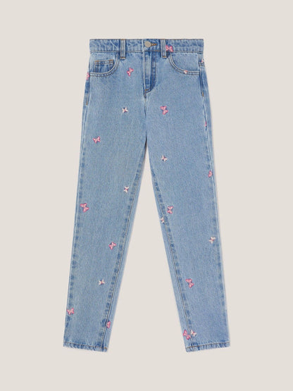 Dsiney Kidz - Monsoon Blue Butterfly Embroidered Straight Leg Jeans image 2