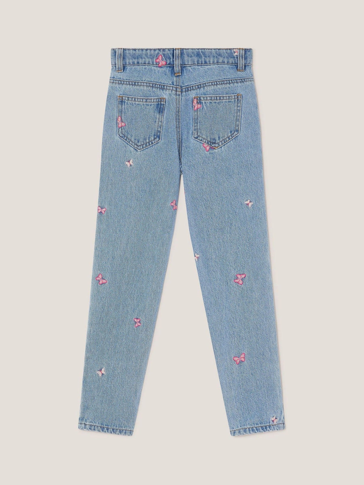Dsiney Kidz - Monsoon Blue Butterfly Embroidered Straight Leg Jeans image 3