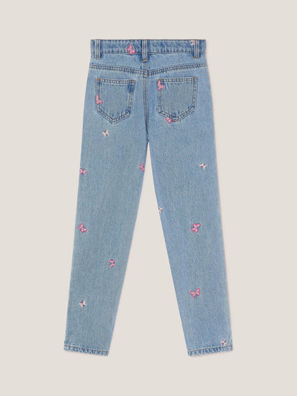 Dsiney Kidz - Monsoon Blue Butterfly Embroidered Straight Leg Jeans image 3