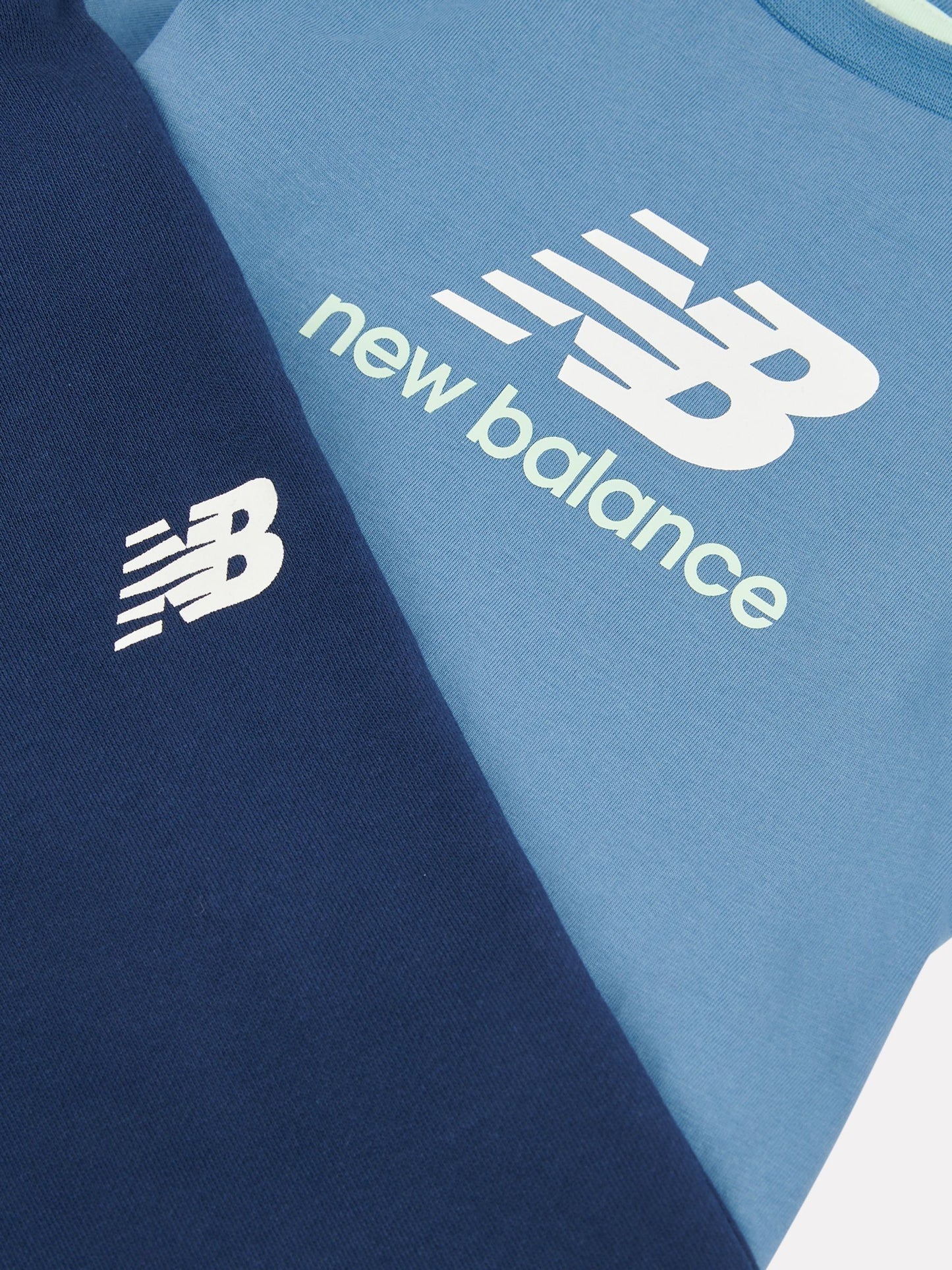 New Balance Blue Contrast Panel T-Shirt & FT Joggers Set image 3